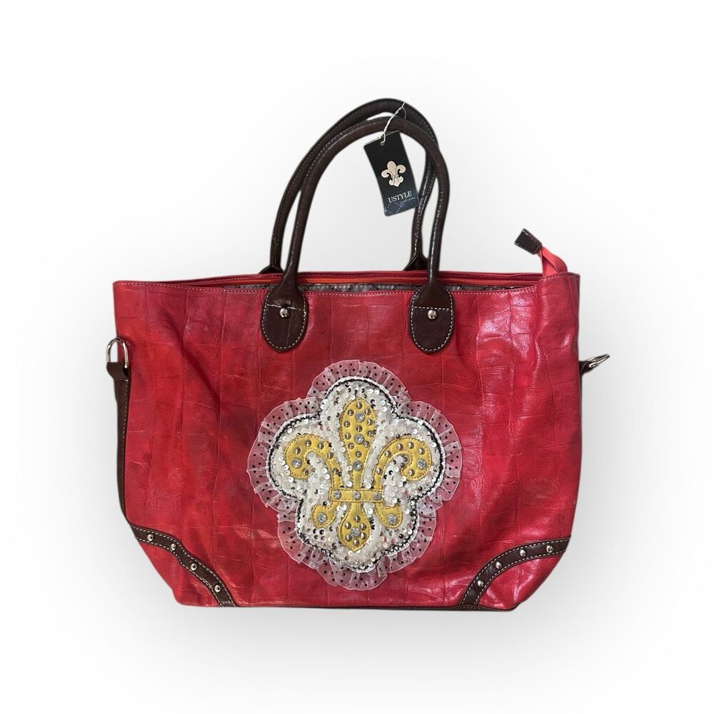 Ustyle New Orleans Red Fleur-de-lis Tote Bag